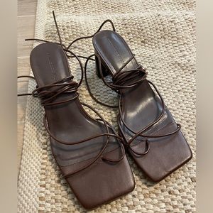 Brown strappy princess Polly heels